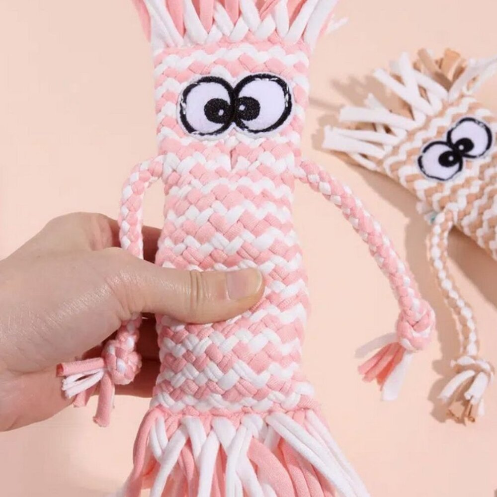 Bella Jaxony Soft Pink Fringed Squeaky Funny Character Three Toy Gift Packaged